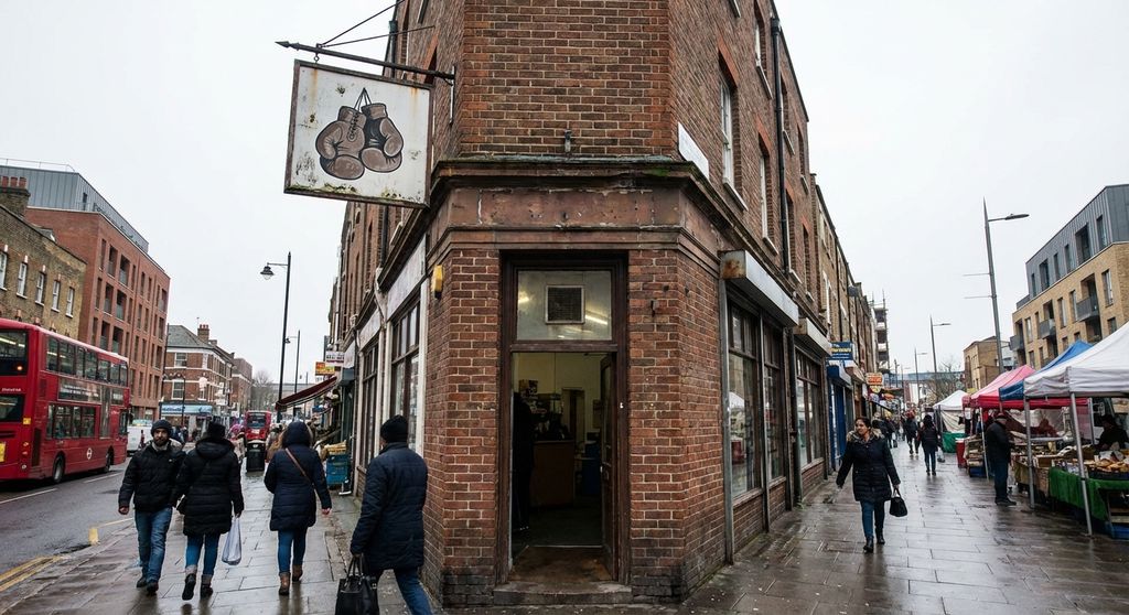 Street scene near Woolwich, south-east London, community boxing gym