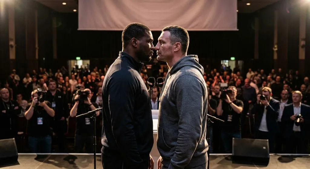 British boxing ring walk under arena lights before a major domestic title fight