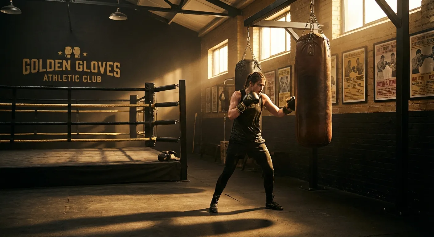 Honour and Glory Boxing Club gym interior with heavy bags