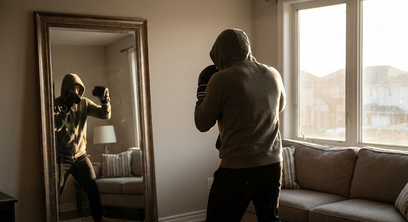 Group boxing class with coach demonstrating technique