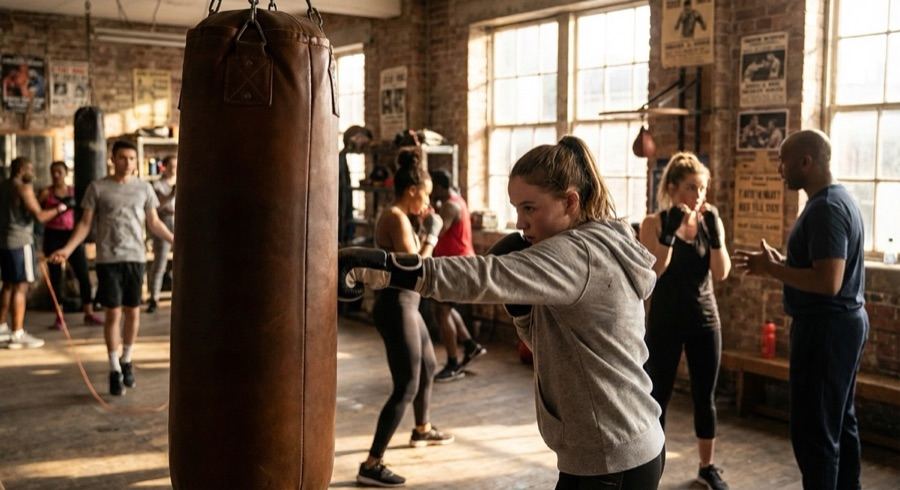 Young boxer training at a community gym - the grassroots impact of big fights