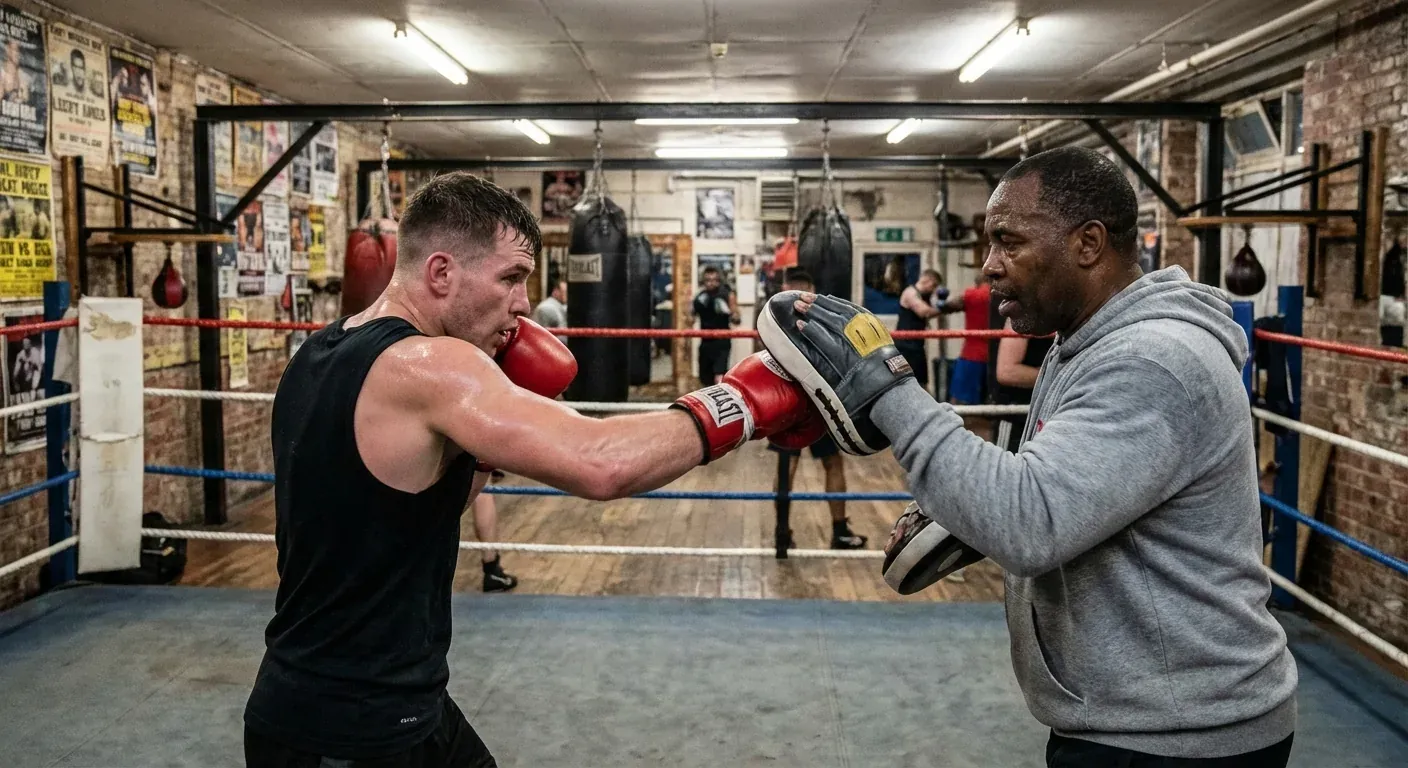 Conor Benn digging to the body at close range against Regis Prograis in a hard fought stadium bout