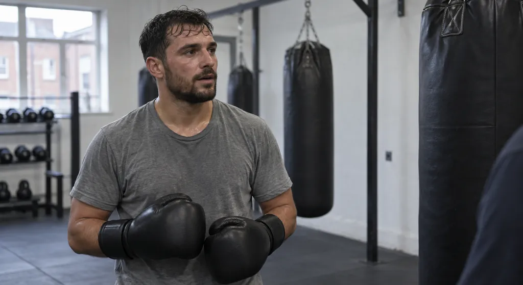 Two adult beginners doing light, coach-led focus mitt work with no sparring in a community boxing class