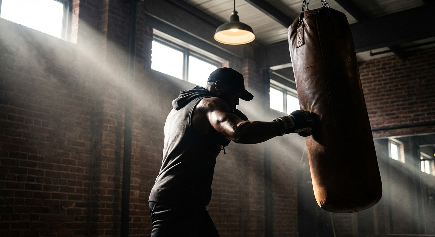 Athletic boxer showing lean, defined physique