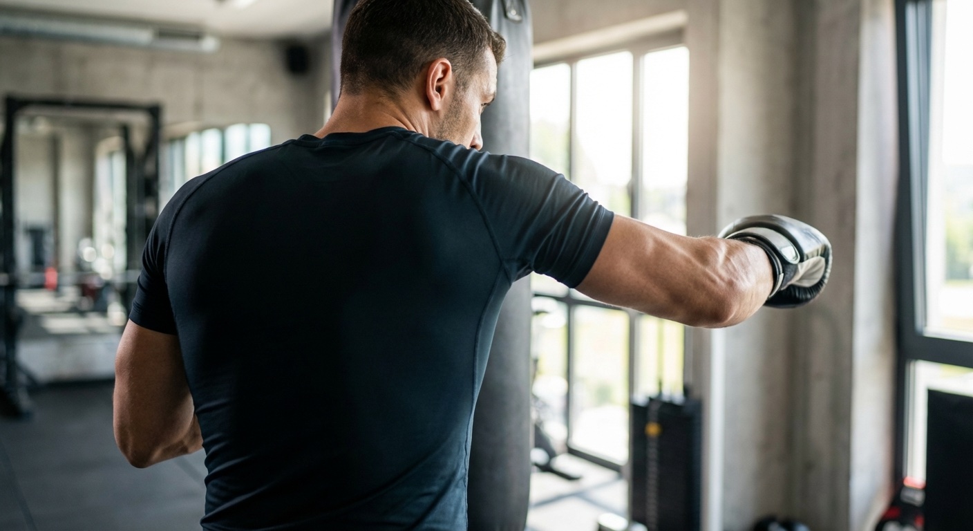 Boxer doing core exercises during training