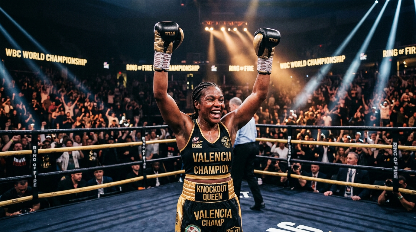Caroline Dubois landing a powerful punch in training