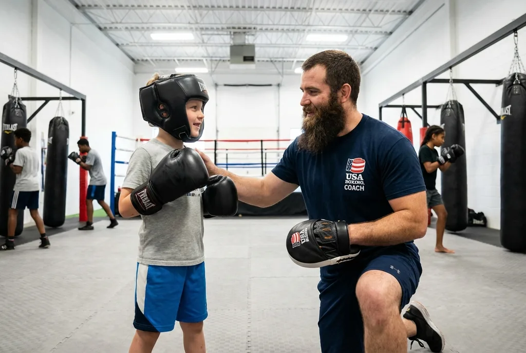 Young boxer doing pad work with a qualified DBS-checked coach at Honour and Glory