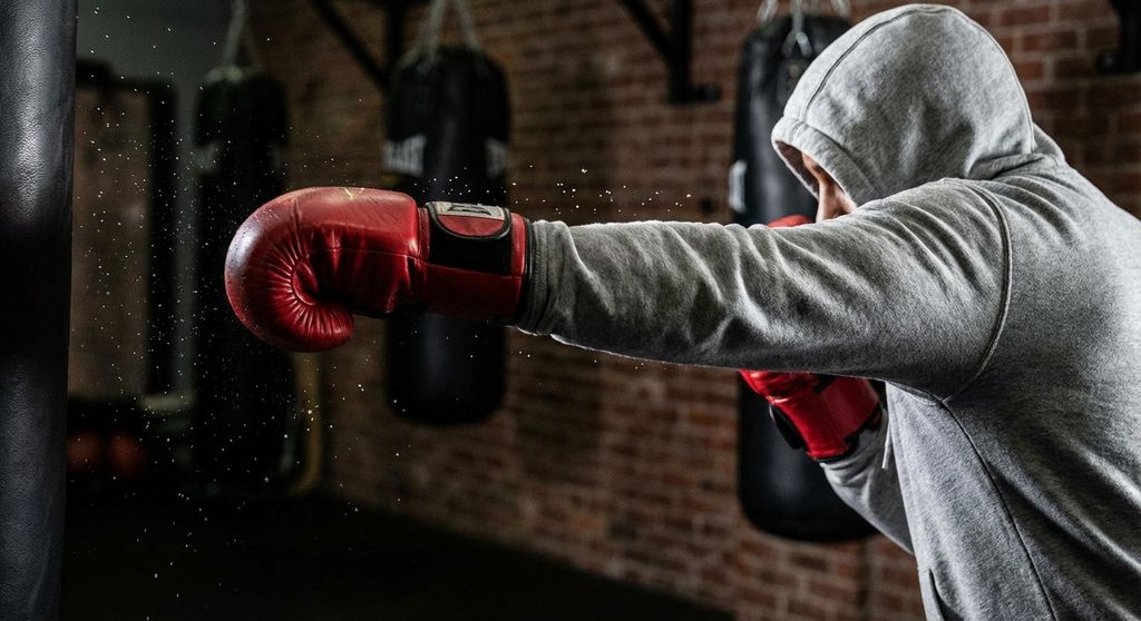 Slow-motion style capture of a perfect jab being thrown - arm extension, rotatio