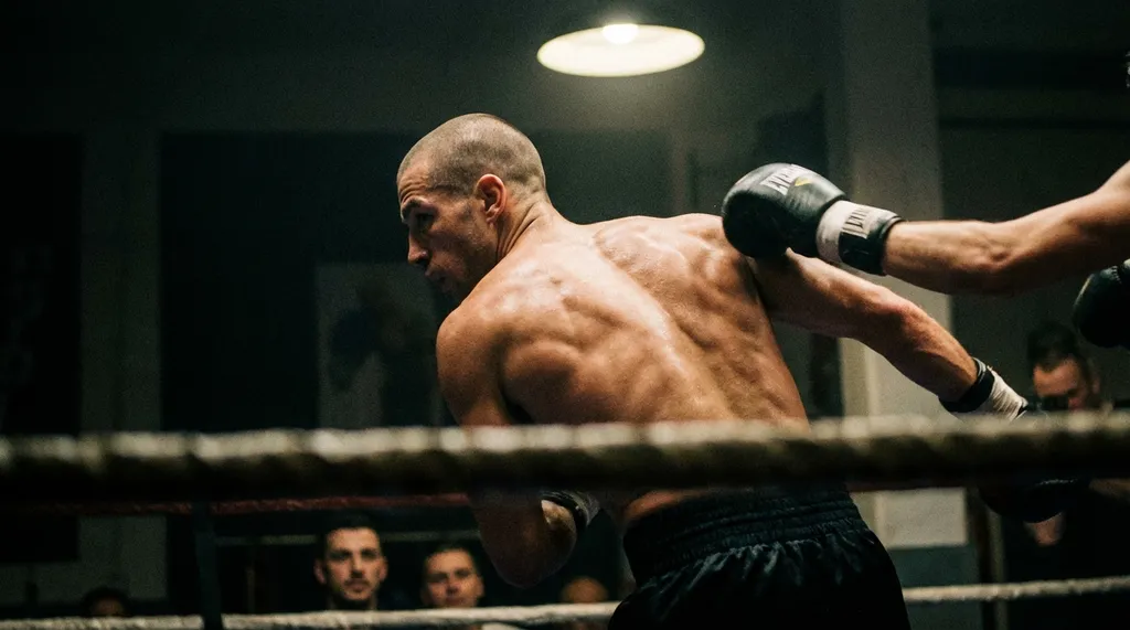 Boxer slipping a punch showing lat engagement