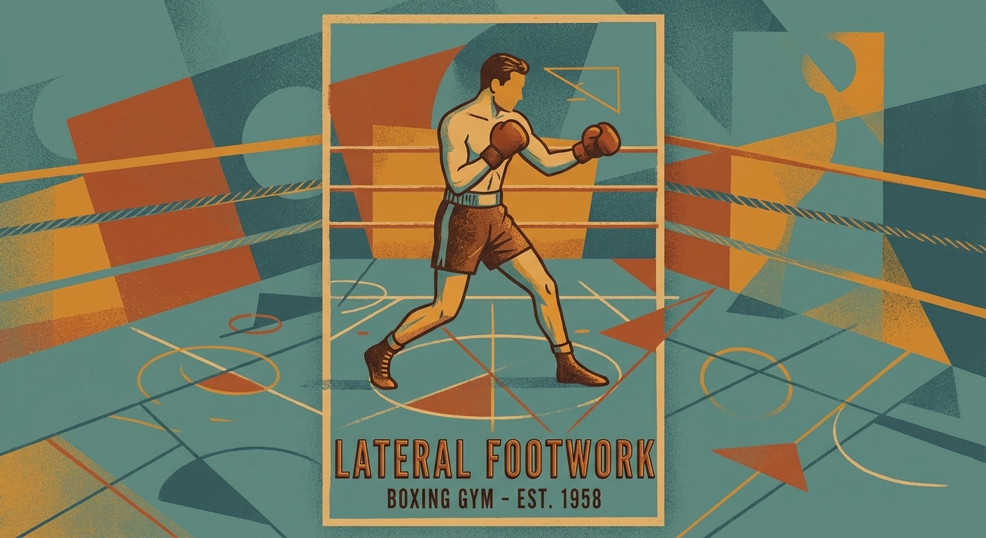 A boxer demonstrating lateral footwork movement in a training session