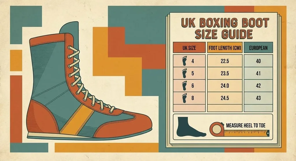 Illustrated boxing boot sizing guide for beginners choosing their first pair
