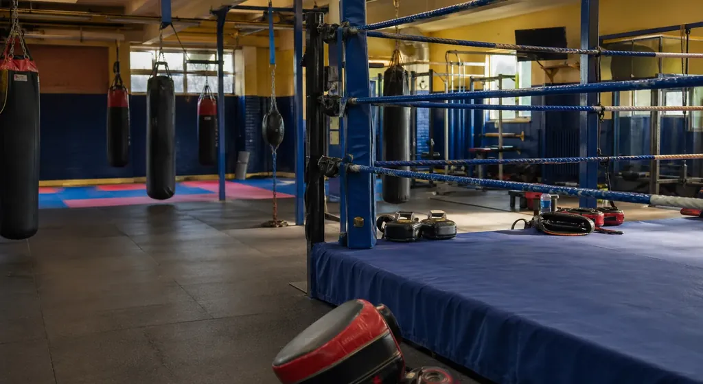 Adult boxing class working on pad combinations in a coached gym session