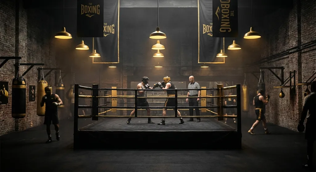 Sparring at a boxing club
