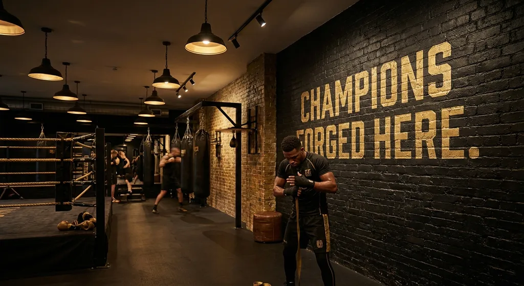 Boxers gathered beside a boxing ring