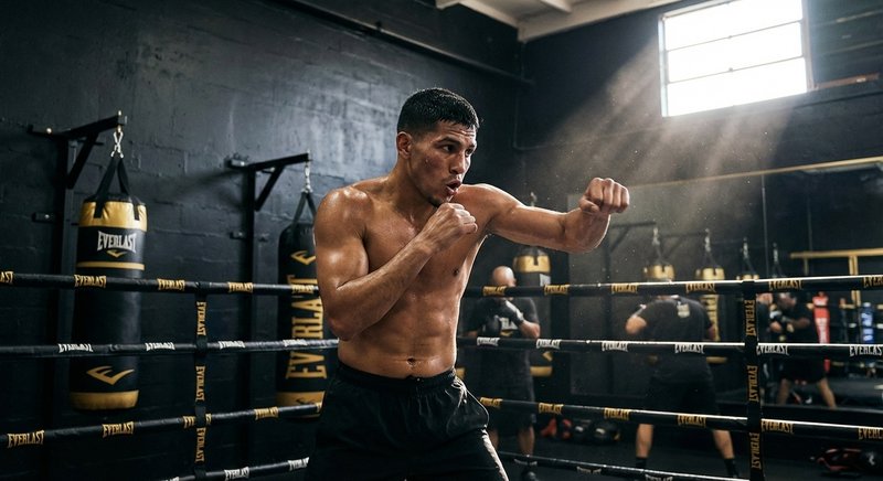 Manny Pacquiao landing a punch during training