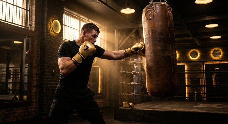 Two boxers training in a professional gym