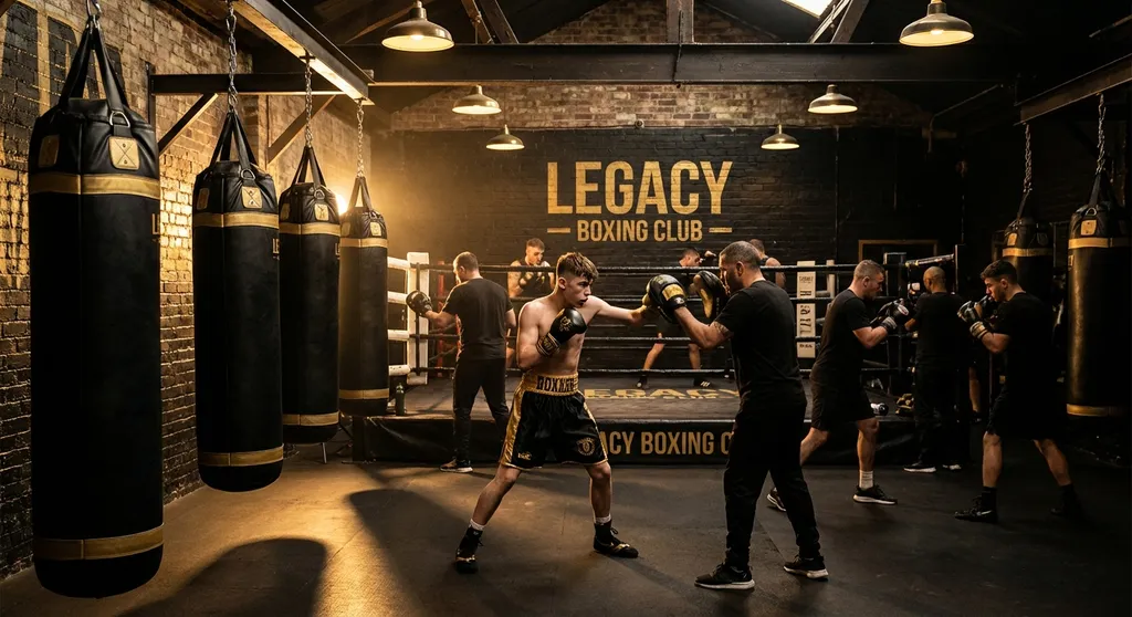 Young boxers competing at an amateur boxing event