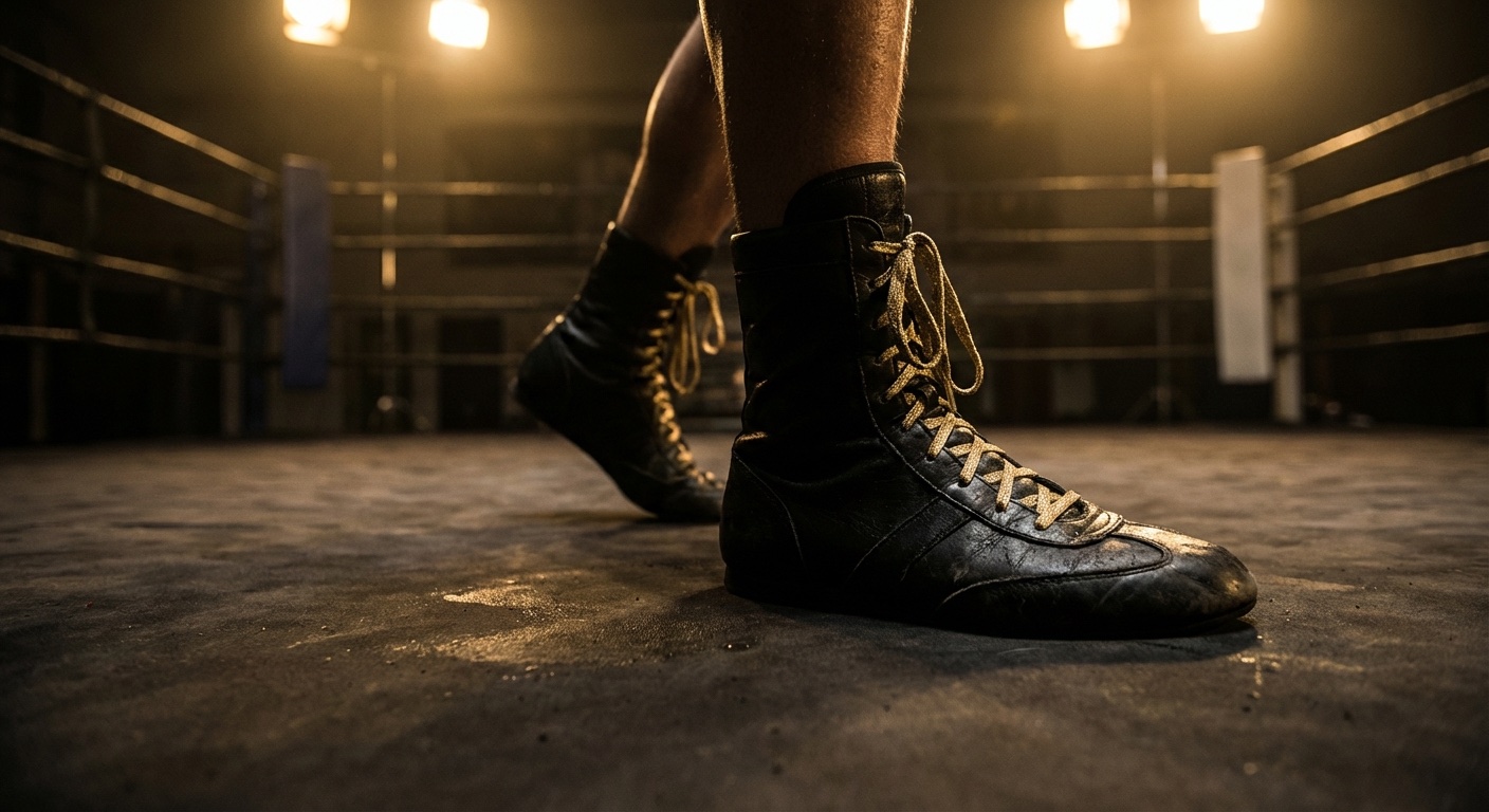 Southpaw footwork positioning with the lead right foot forward