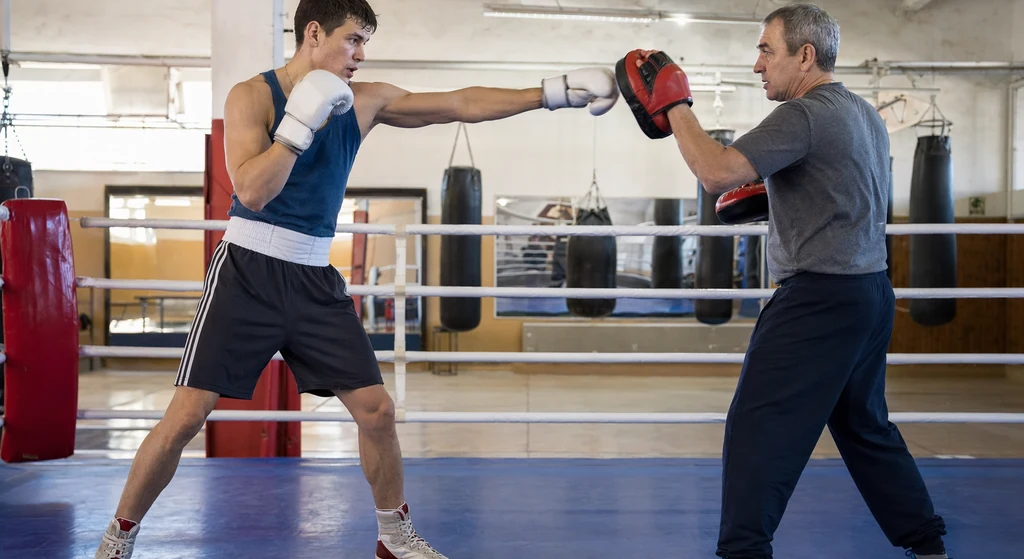 Coaching inside the ring with stance and distance being corrected