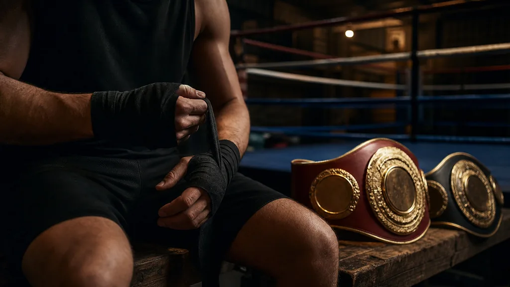 Wrapped hands beside unused generic belts