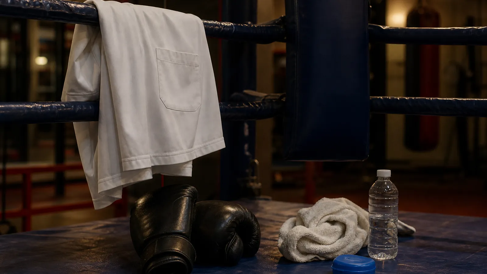 Gloves, towel and referee shirt after a rules-focused session