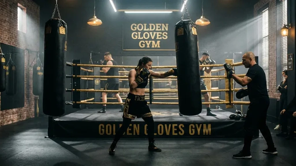 Women training together in a boxing class