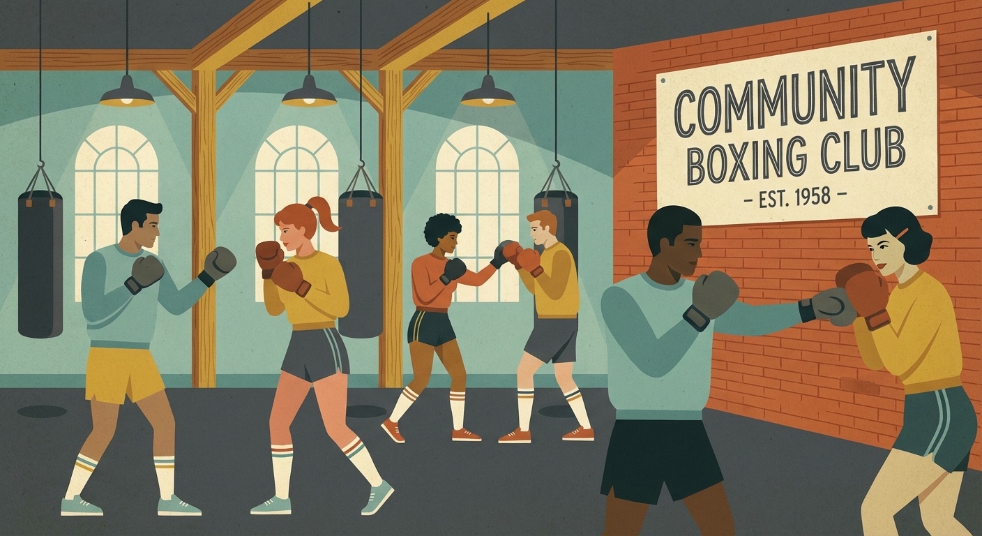 Boxing class group training together