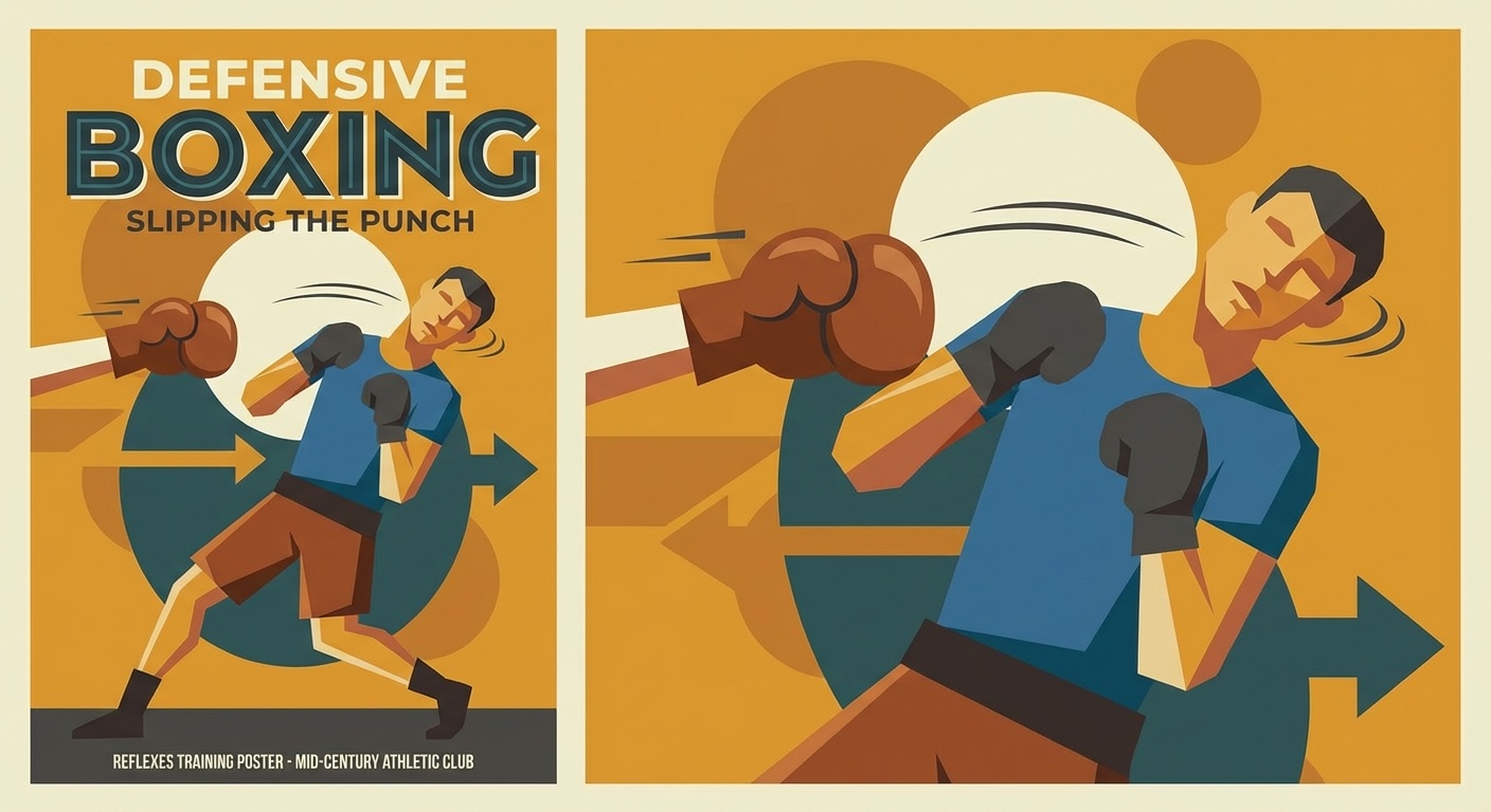 Boxer slipping a punch with head movement