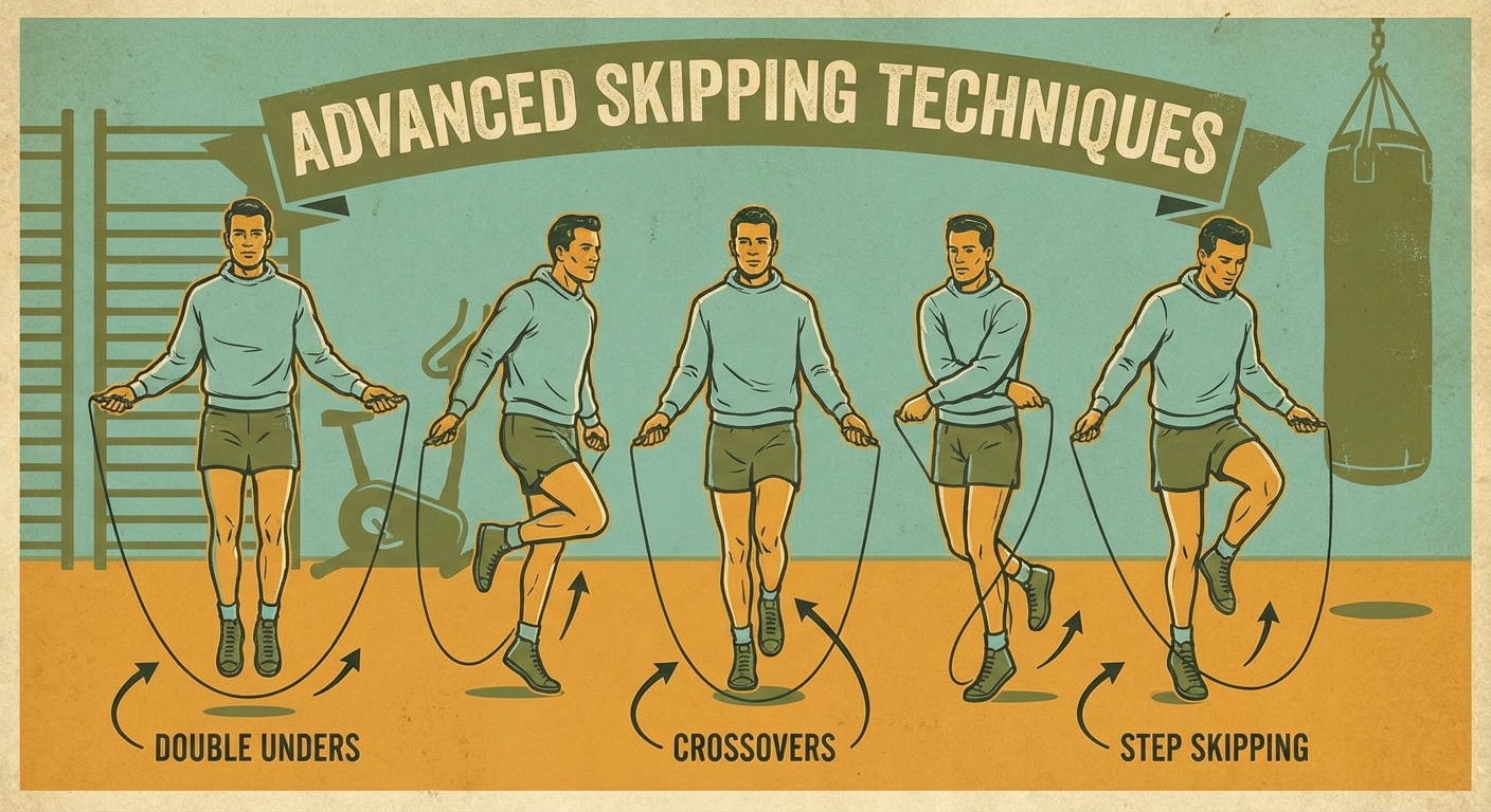Boxer demonstrating advanced skipping techniques