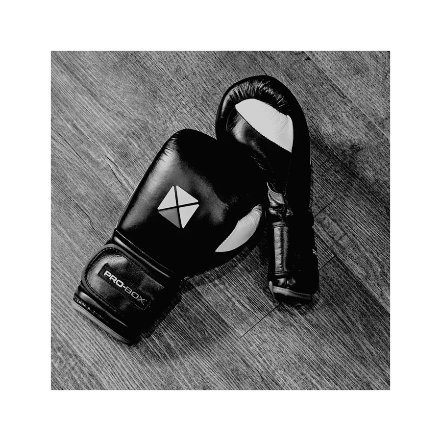 Pro-Box Black Leather Sparring Gloves boxing glove image