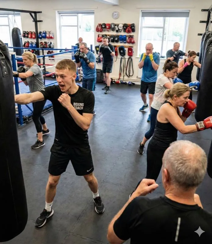 Coach Charles on the heavy bag