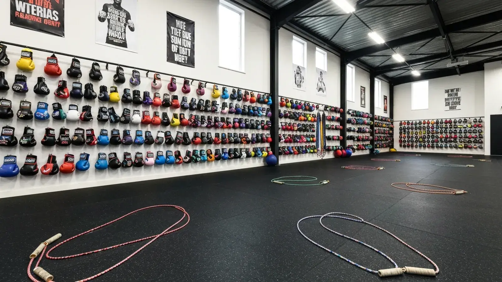 Children aged 8 to 12 in a boxing gym learning to punch focus pads with a coach in a safe fun atmosphere