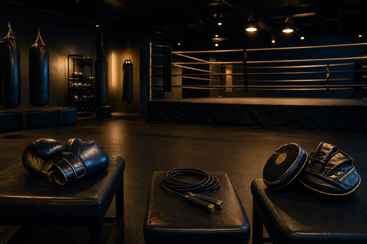Generated boxing gym equipment image for the focus archive