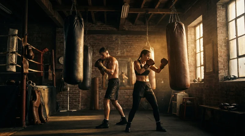 Team training session in the boxing ring