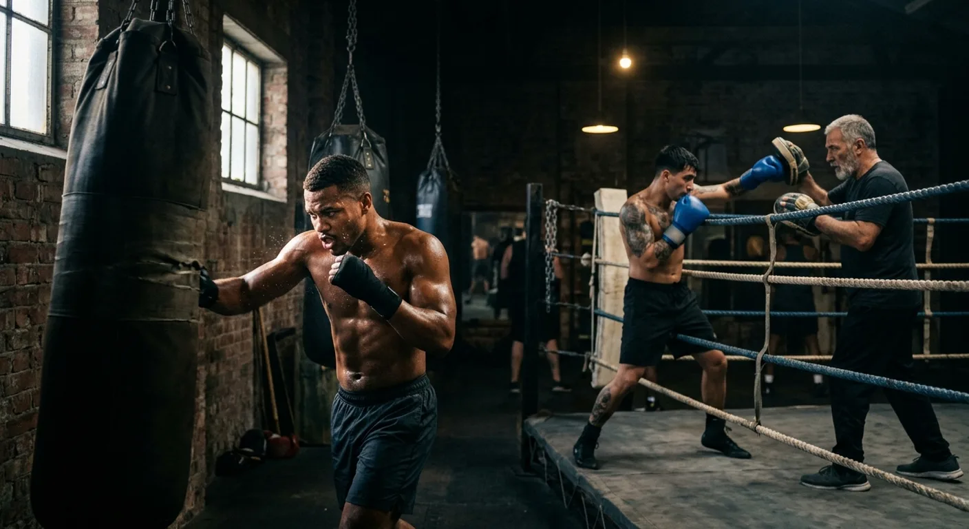 Two people training in a semi-private boxing personal training session