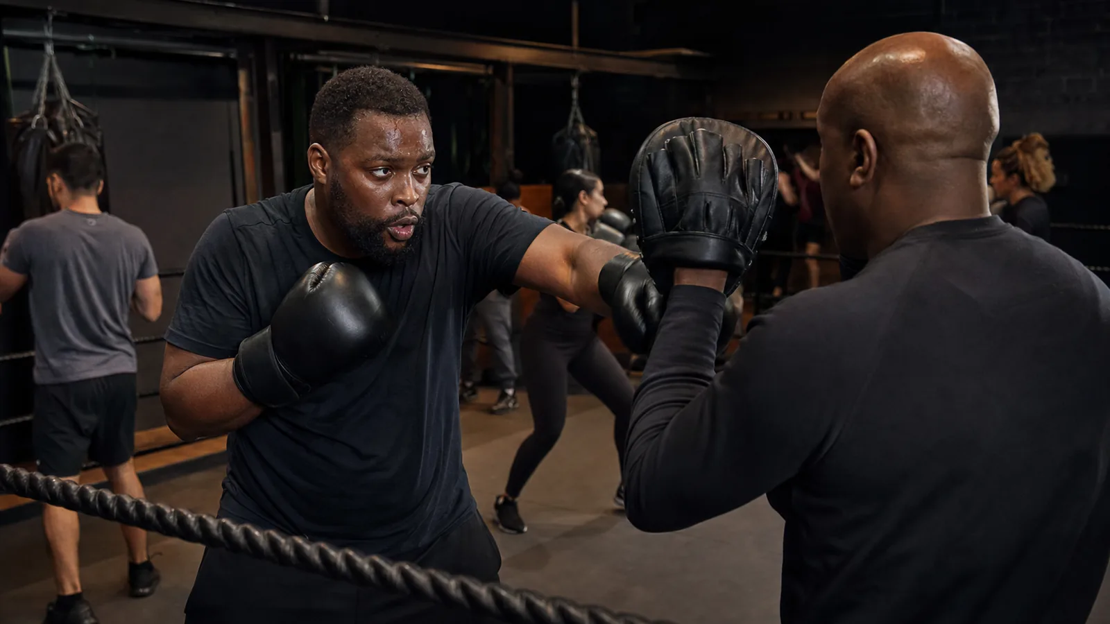 Coach-led boxing training at Honour and Glory for Erith beginner-first route visitors