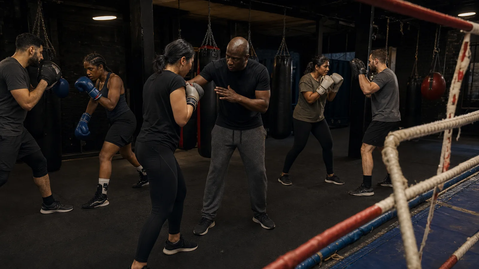 Adult beginner boxing padwork session
