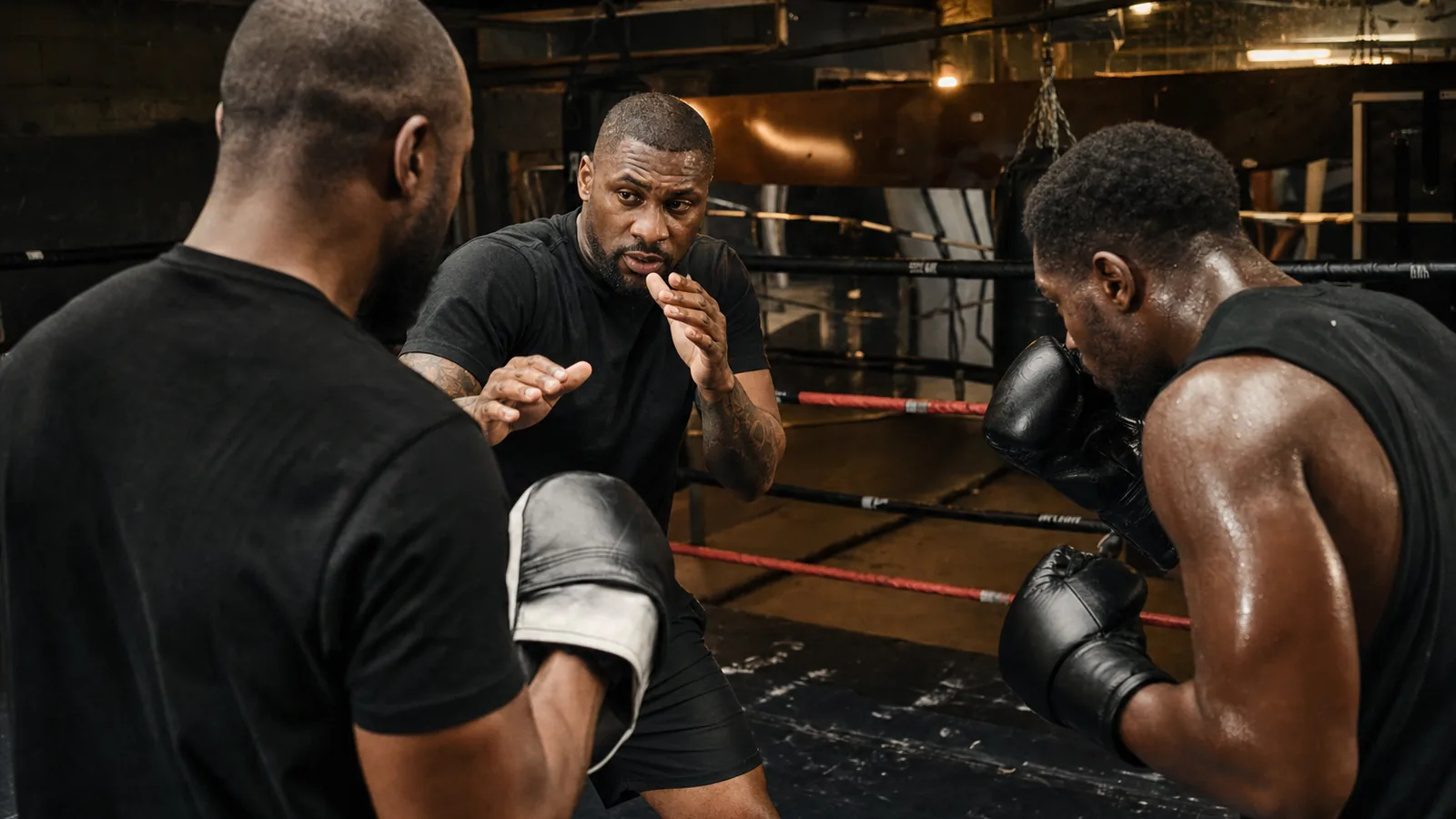 Coach guiding a young boxer inside Honour and Glory for Dulwich visitors planning a first session