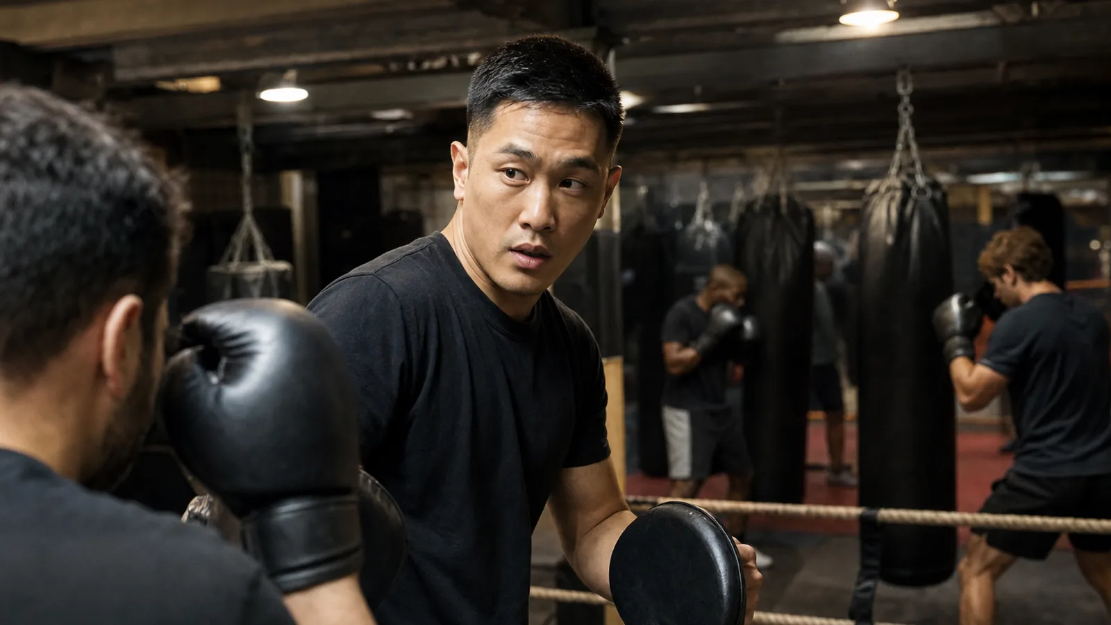 Boxing technique coaching session