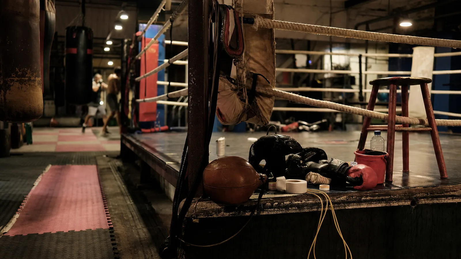 Boxing gloves and training equipment inside Honour and Glory