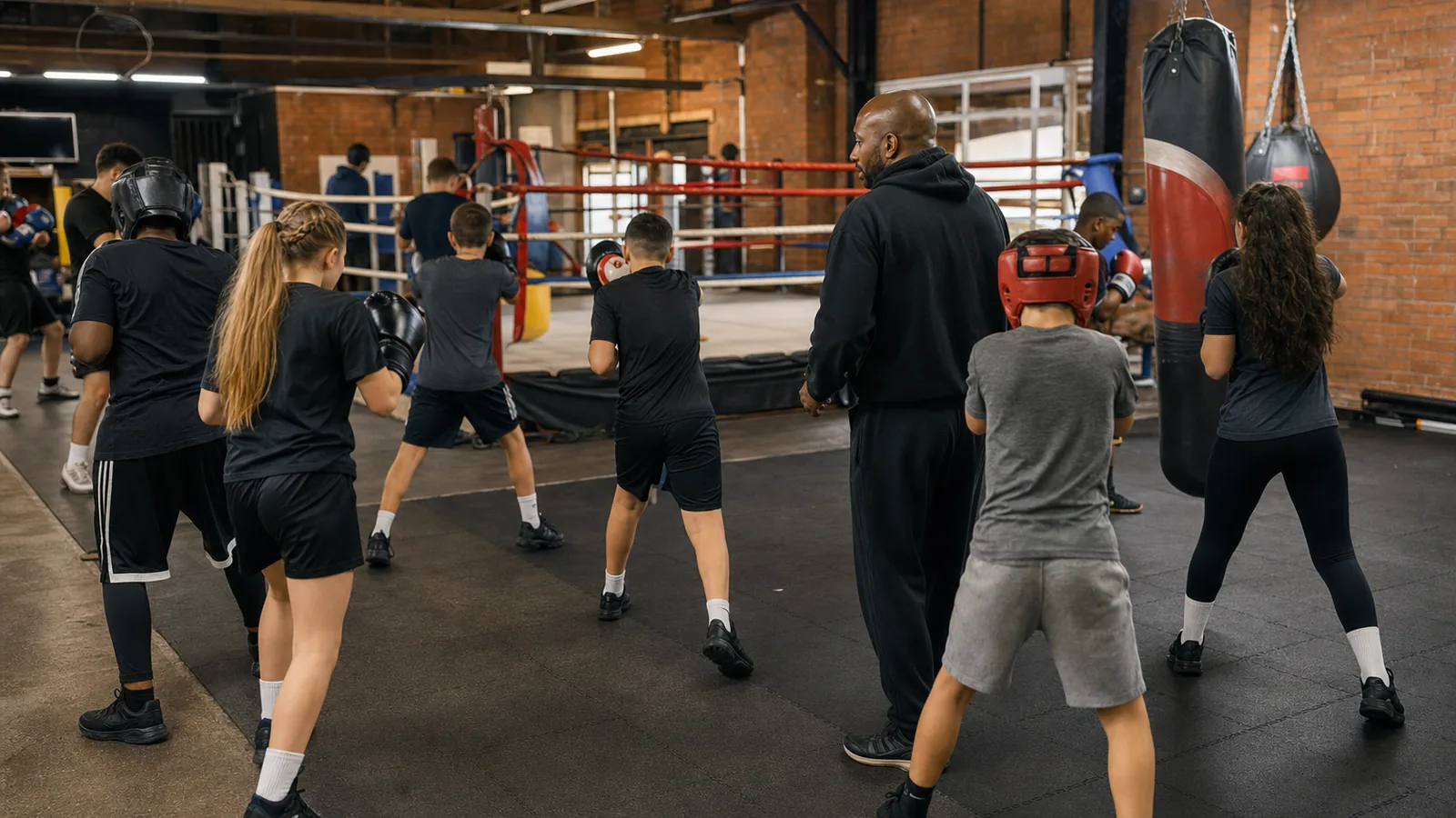 Supervised junior boxing class at Honour and Glory near New Eltham