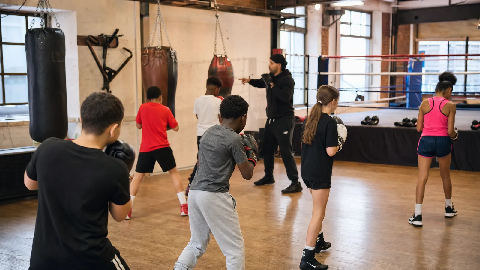 Supervised junior boxing class at Honour and Glory near Bexleyheath