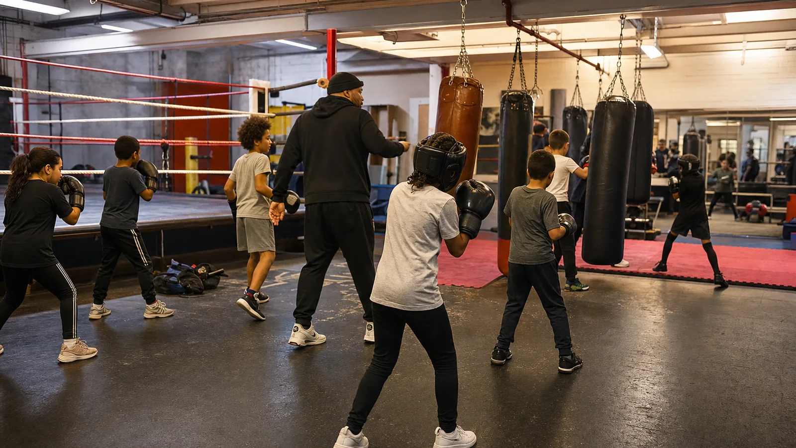 Coach-led boxing training at Honour and Glory for Erith parent-first junior route visitors