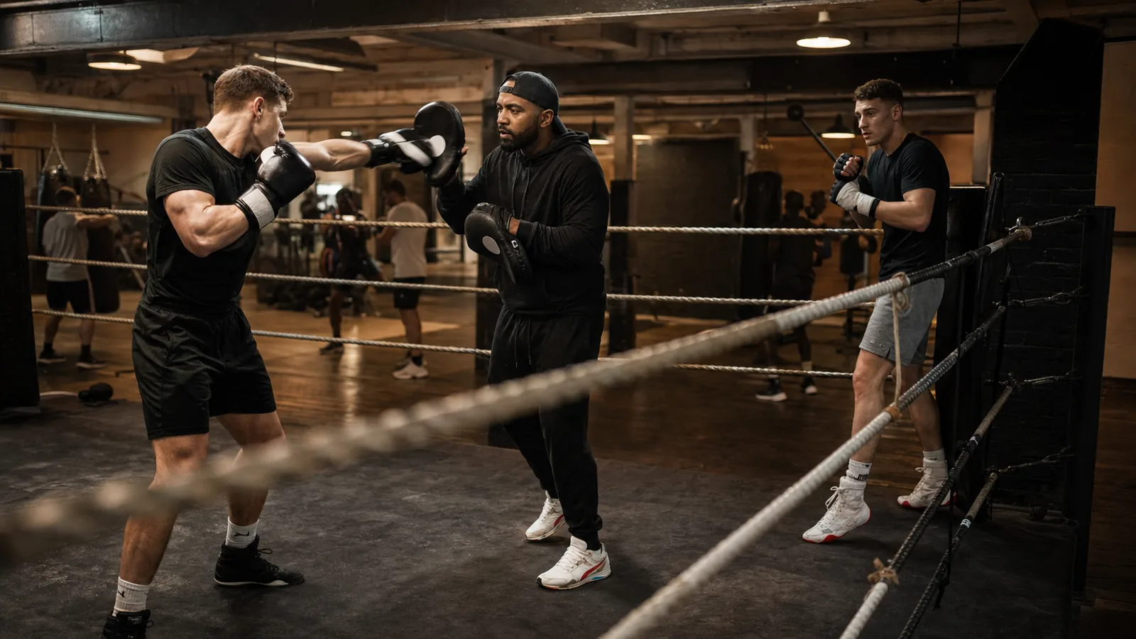 Two-person boxing personal training with coached pad work at Honour and Glory