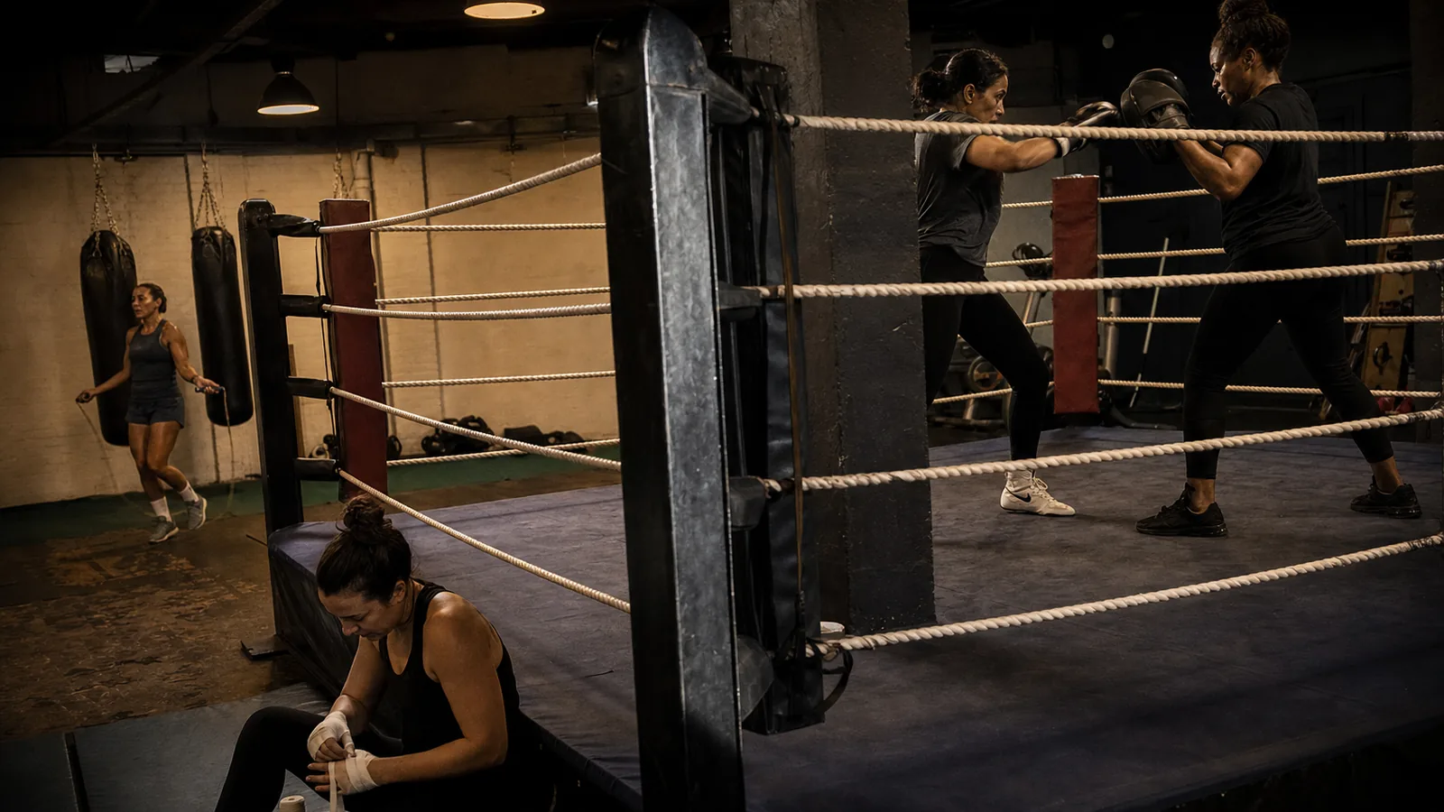 Women training at Honour and Glory Boxing Club