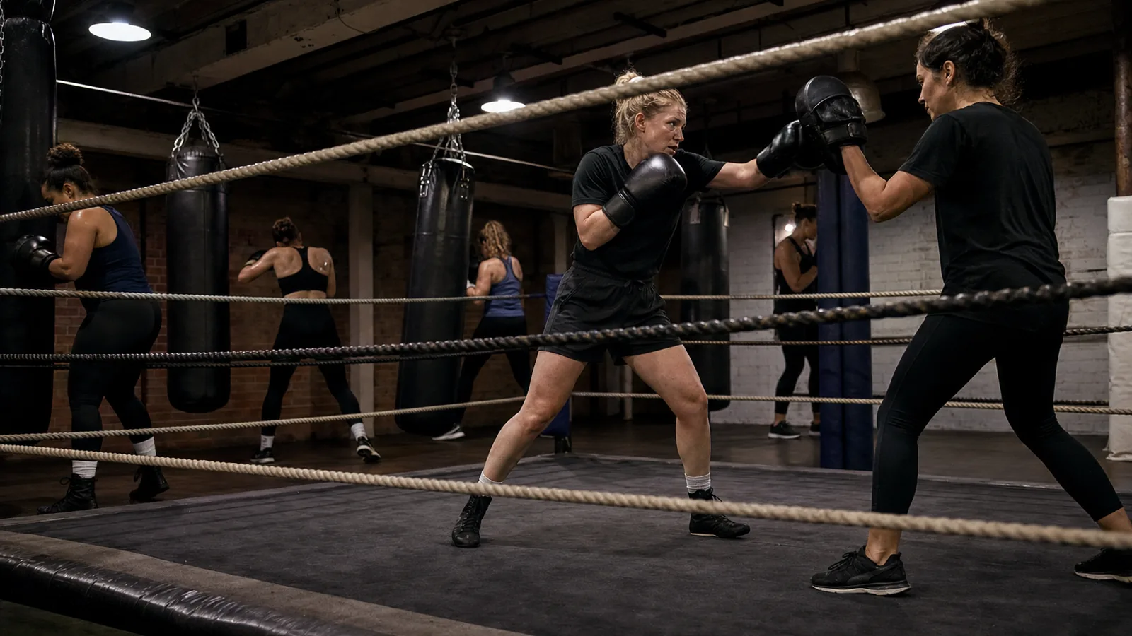 Women boxing together for Downham visitors choosing a first class