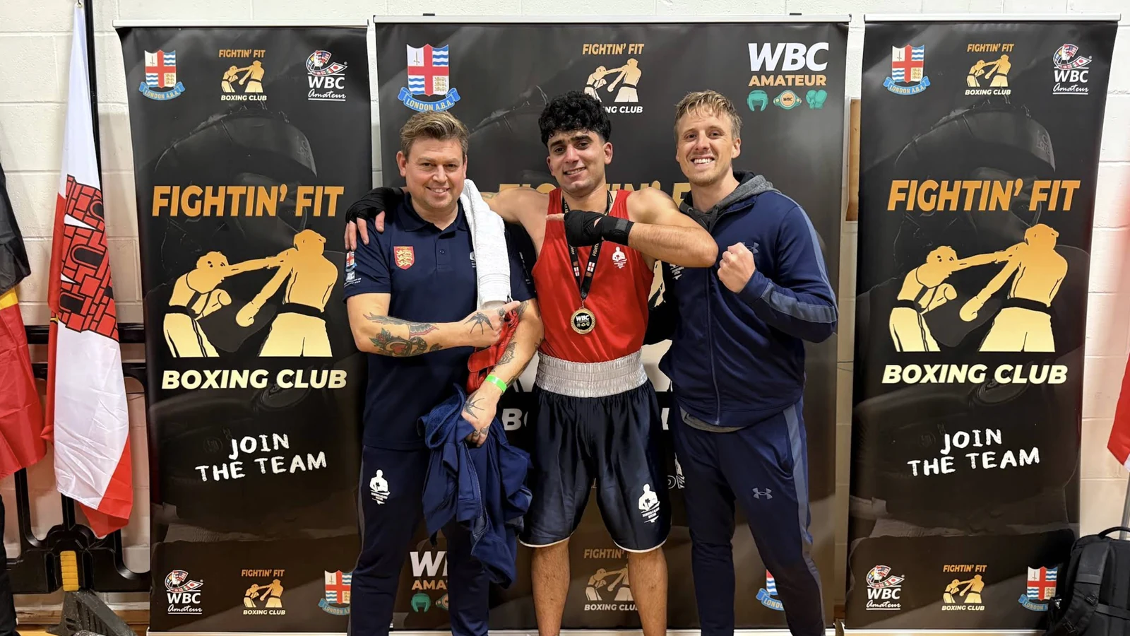 Anton and Jon with Sib after an amateur boxing competition bout
